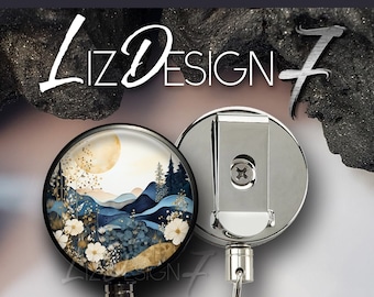 Blue and Gold Landscaping Heavy Duty Badge Reel Steel Cable - Belt Clip Heavy Duty Badge Holder with Steel Cable -Slide Clip Badge Reel -430