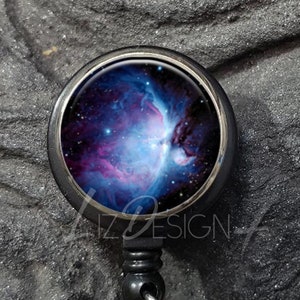 Blue Nebula Badge Reel -Space Nebula Badge Holder -Retractable Badge ID Holder -Nursing Badge Reel - Name Holder Badge-Office Badge Reel 193