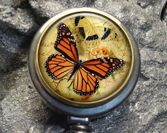 Monarch Butterfly Badge Reel - Monarch Butterfly Badge Holder-Retractable Badge ID Holder -Name Badge Holder -Office Badge Reel-Teacher Gift