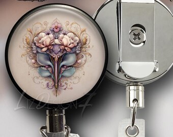 Human Uterus with Flowers Heavy Duty Badge Reel -Anatomical Gift- 601