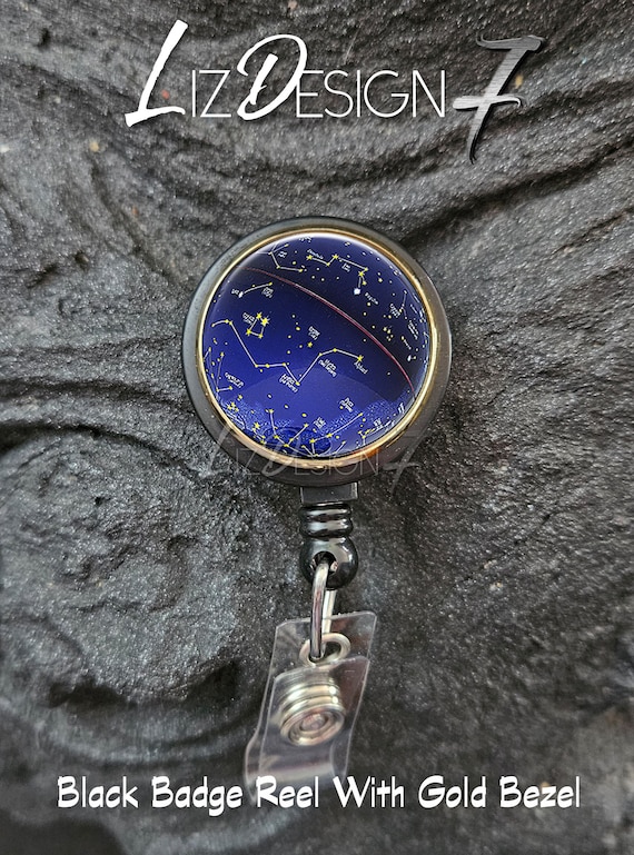 Star Constellation Retractable Badge Holder - Space Badge Reel - Office Badge Reel- ID Holder - Star Constellation Badge Reel