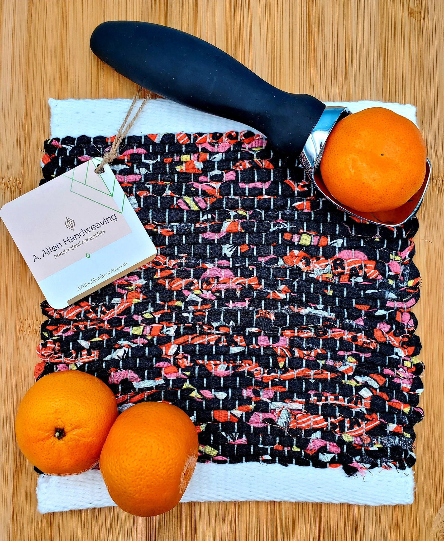 Handwoven Upcycled Cotton Pot Holder Hot Mat Kitchen Trivet Etsy