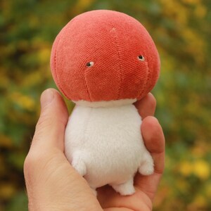 Mushroom Man plushie doll - coral