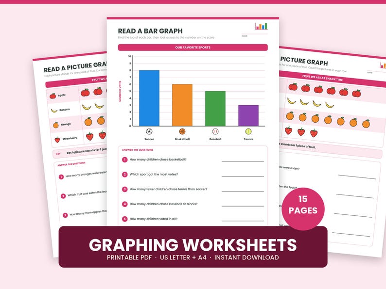 Math Chart Printables Graphing Worksheets Printable, Tally Charts, Picture Graphs, Bar Graphs ...