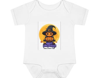 Cute Halloween Witch Pumpkin Bodysuit | Happy Halloween Infant Baby Rib Bodysuit
