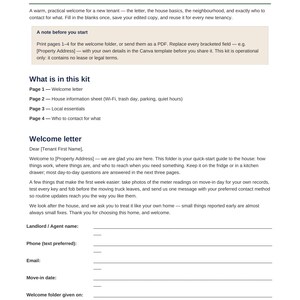 Paquete de plantillas imprimibles en PDF para propietarios e agentes inmobiliarios / Kit de bienvenida para inquilinos, listas de verificación para mudanzas, kit de mantenimiento, kit para jornadas de puertas abiertas / 21 páginas imagen 2