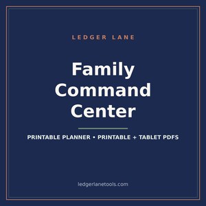Family Command Center Printable | Weekly Planner, Meal Planner, Monthly Calendar, Shopping List, Habit Tracker | Family Planner PDF + Tablet