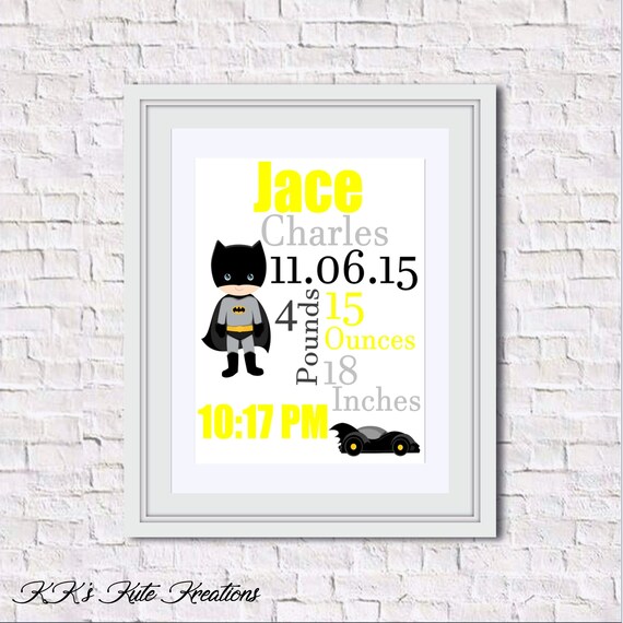 Batman Geburt Ankündigung Wandbehang Angepasst Personalisiert Neues Baby Baby Boy Kinderzimmer Thema Schlafzimmer Dekor Wohnkultur Jungen