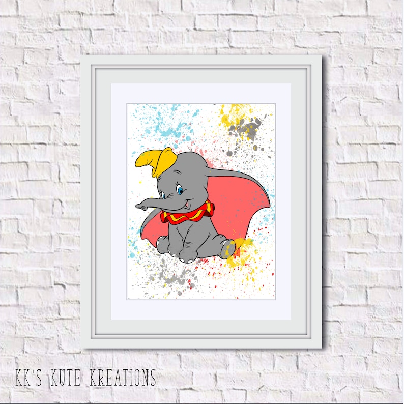 Dumbo Watercolor Wall Art Wall Hanging Digital Design Etsy