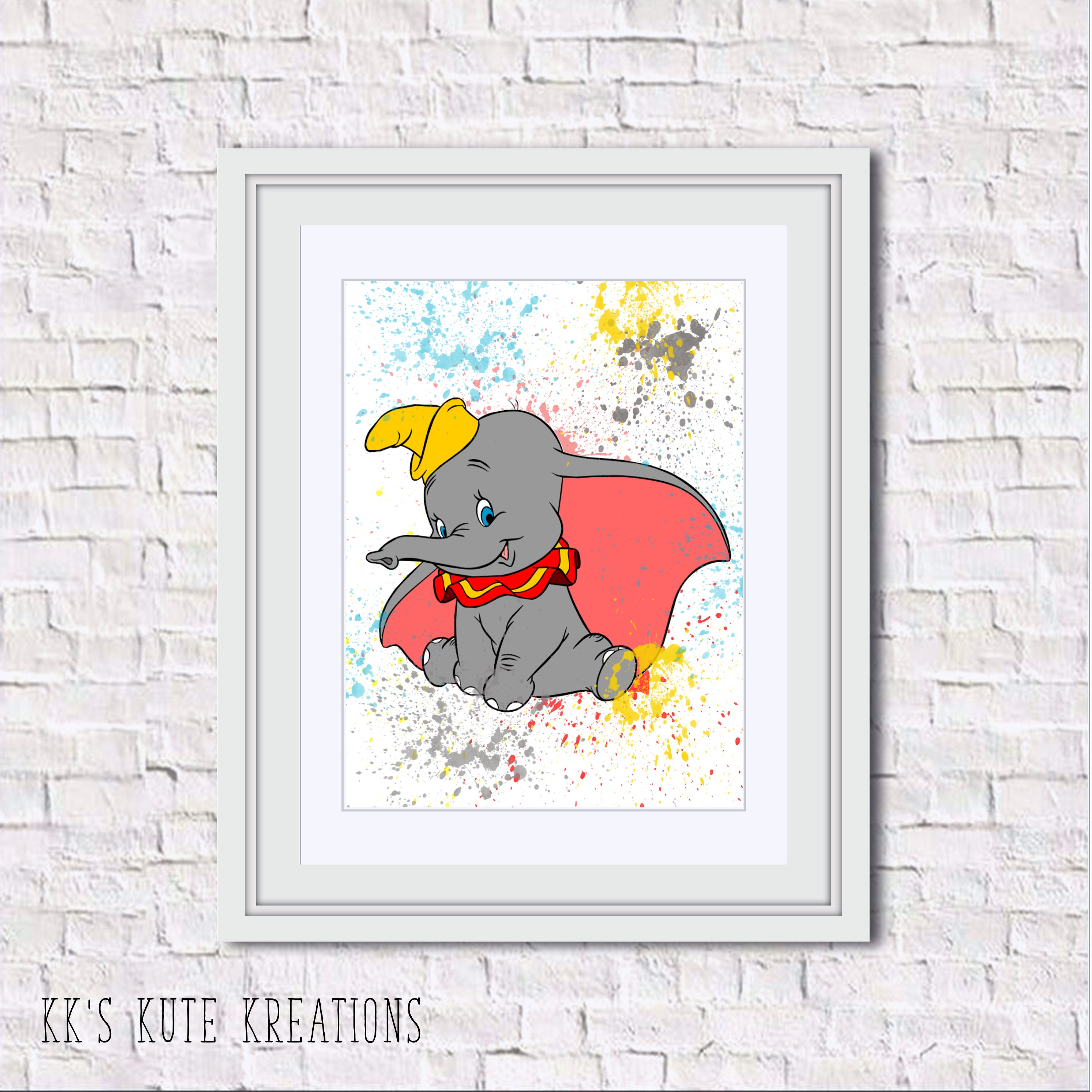 Dumbo Watercolor Wall Art Wall Hanging Digital Design Etsy