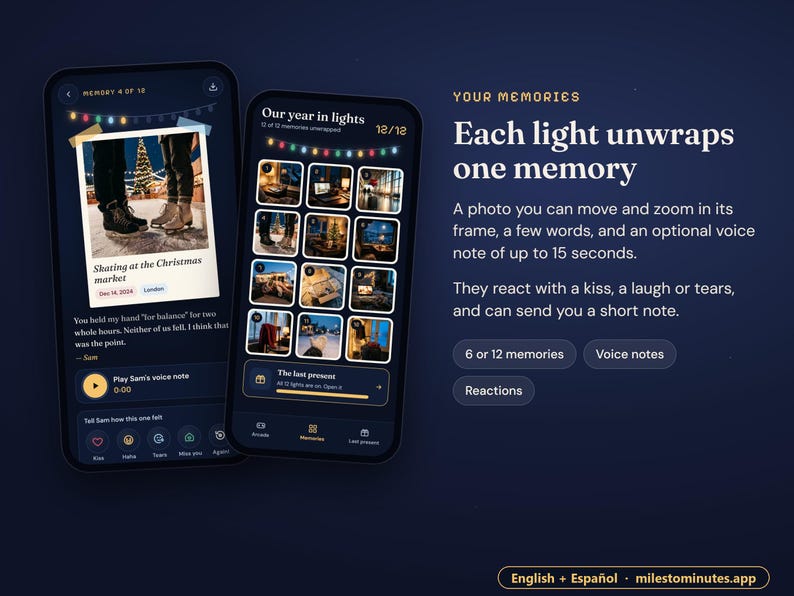 Long Distance Christmas Gift, Personalized Memory Game with Your Photos and Voice Notes, English or Spanish image 4