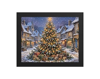 Christmas Tree Village Square Framed Print