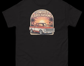 Lowered Expectations Truck Shirt | Vintage Pickup Truck Palm Sunset Tee | Classic Truck Gift for Men