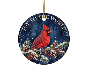 Joy to the World — Cardinal Christmas Ornament