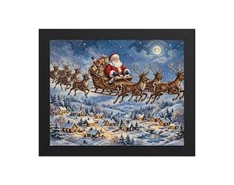 Santa's Sleigh Flight Framed Print