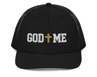 God and Me Christian Hat | Faith Embroidered Trucker Cap with Cross