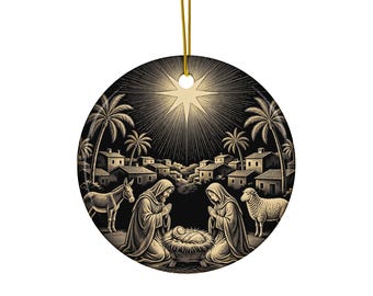 Nativity Medallion — Ceramic Christmas Ornament