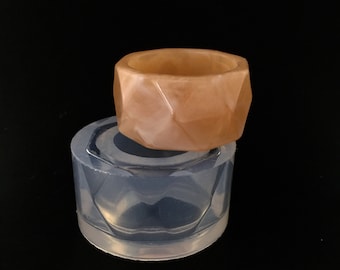 Faceted Bangle Silicone Mold, Resin Bracelet DIY, Size Medium