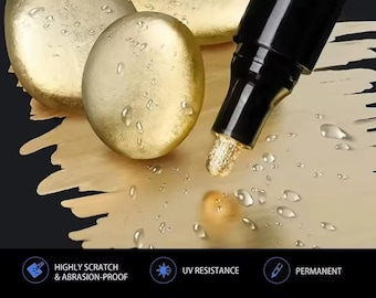 Gold & Silver Chrome Paint Pens, High Gloss Mirror Effect, 2mm Tip, Set of 2