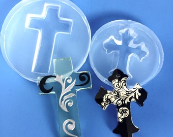 Cross Clear silicone Rubber Mold for jewelry cross, Create Your Own Pendant (MP146)