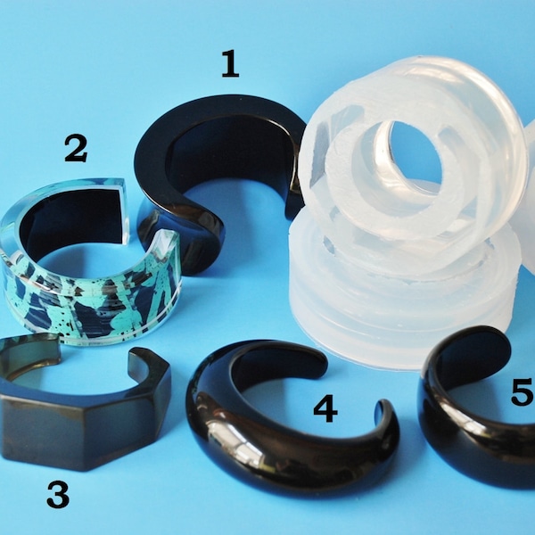 Thick deep cuff bracelet molds. Clear silicone rubber molds. Create Your Own Bracelet (MB025)