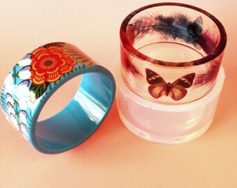 Clear Silicone Rubber jewelry mold for wide smooth bracelet. Make you own bangle (MB031)