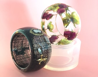 Wide Bangle, Clear Silicone Mold, Create Your Own Resin Jewelry size M (MB008)