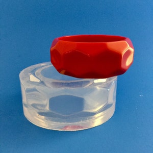 Bangle mold. Clear silicone faceted bracelet mold. Resin mold. Molds supply. (MB129)