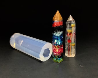 Crystal Mold, Faceted Decor, Clear Silicone Resin Mold, 4x3/4"