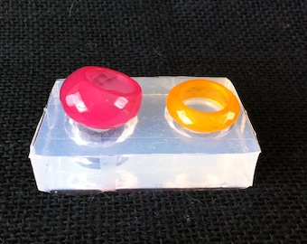 Crystal cut rings sz 7.5 Clear Silicone Rubber Mold for crystal diamond cut two rings. Create Your Own Rings (MR094)