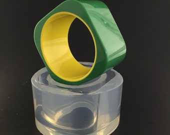 Wide Square Bangle Bracelet Clear Silicone Mold, Resin Jewelry