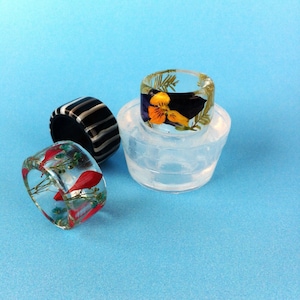 Ring Clear Silicone Rubber mold for slightly raised strips ring, Create Your Own Ring (MR091)