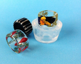 Ring Clear Silicone Rubber mold for slightly raised strips ring, Create Your Own Ring (MR091)