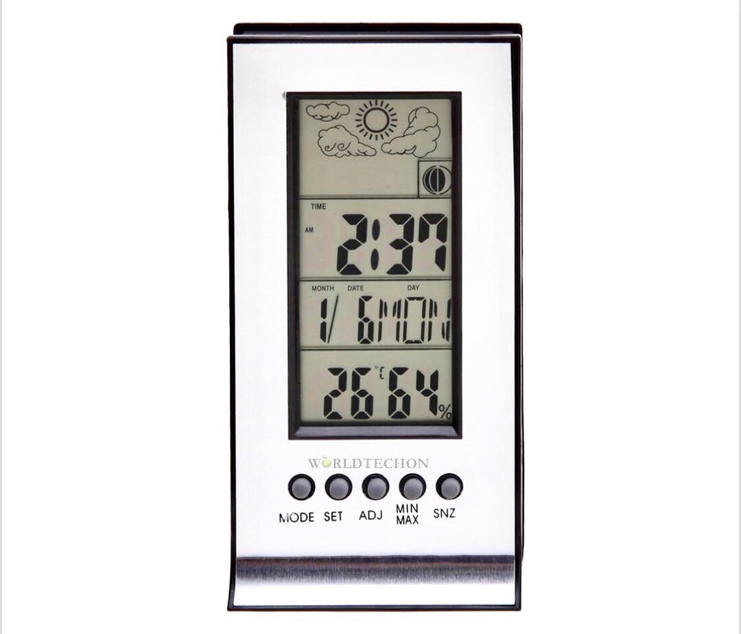 LCD Digital Clock, Temperature, Humidity, Alarm, Calendar Display. the