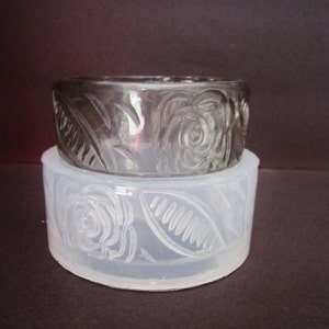 Bangle mold, Clear silicone rubber mold for stamping roses bangle bracelet (MB060)