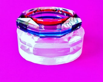 Clear silicone mold for amazing faceted glaze shiny crystals bangle bracelet. /Create Your Unique Bangle/(MB024)