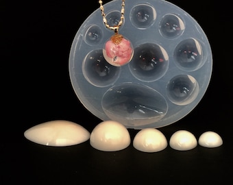 9 Cabochons Tray Mold (MP142) domed smooth shiny cabochons pendant, earrings, ring, decor. Clear silicone molds