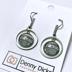 Detroit, Michigan Earrings -Manhole Cover -Silver Detroit Earrings 12mm round