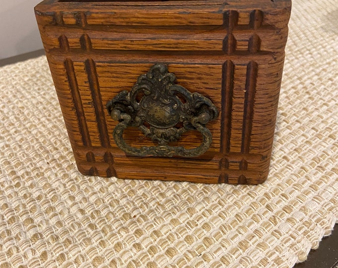 Antique Oak Sewing Machine Drawer From Singer Treadle Machine W/brass