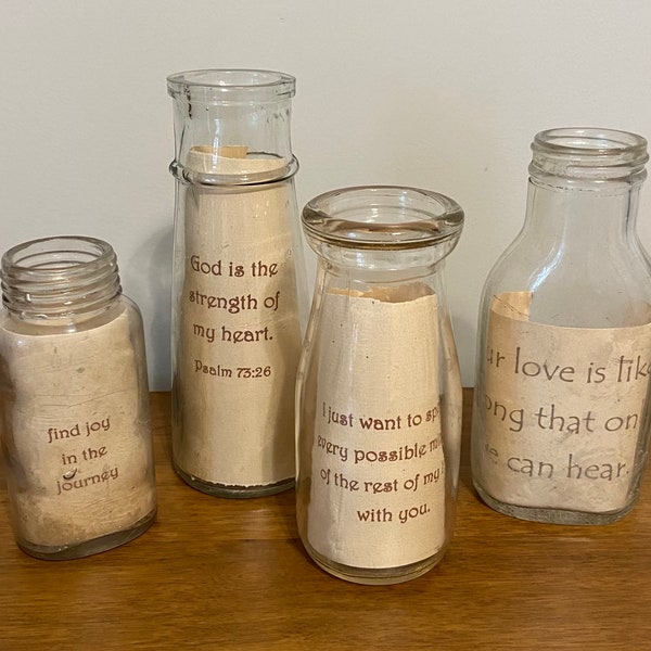 Message in a Bottle antique bottles with message inside, farmhouse decor, cottage decor