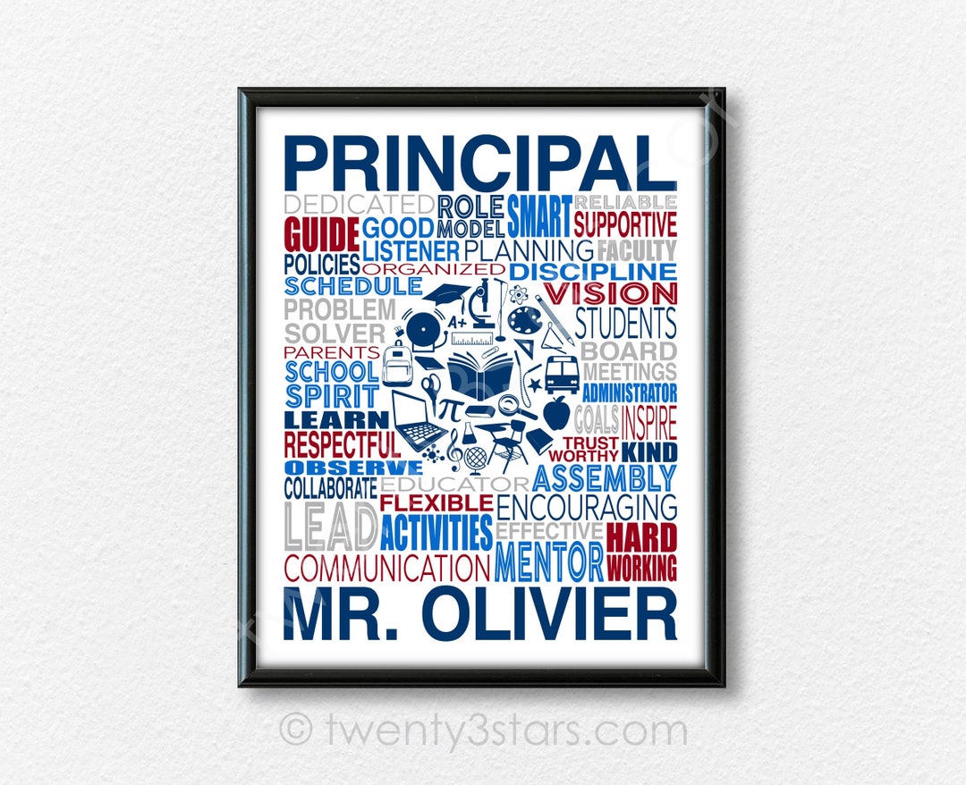 Custom Principal Poster, Principal Word Art, Gift for School Principal