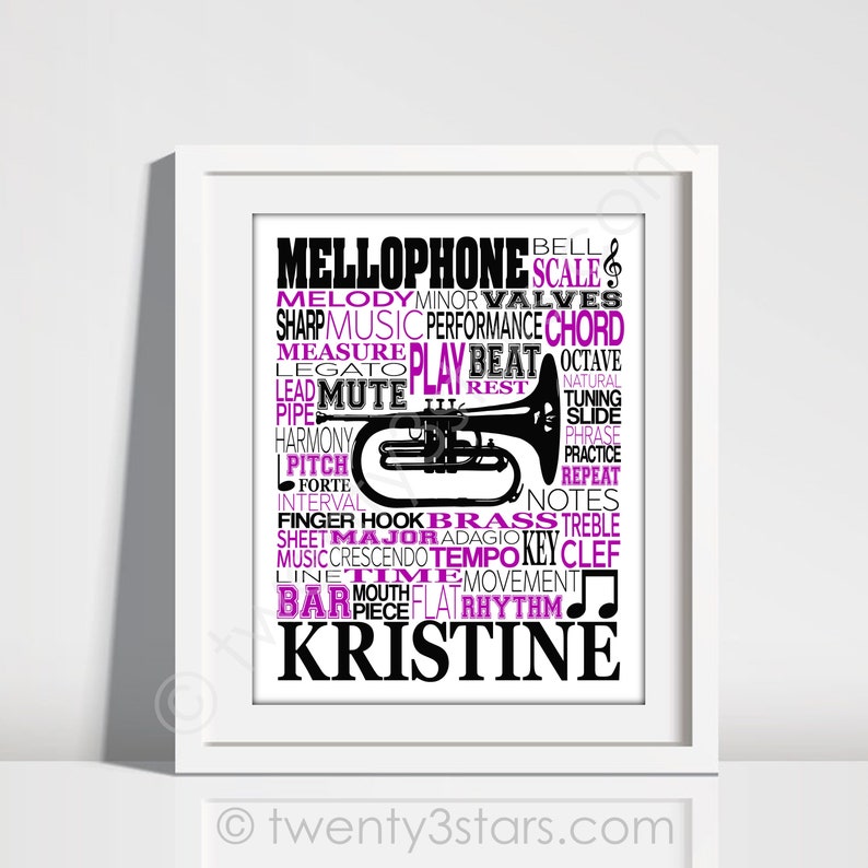 Mellophone Typography Poster Mellophone Player Gift Etsy