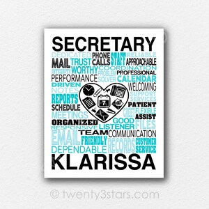 Secretary Poster, Receptionist Gift, Gift for Administrative Assistant, Office Secretary Gift, Custom Receptionist Art Print, Secretary Art