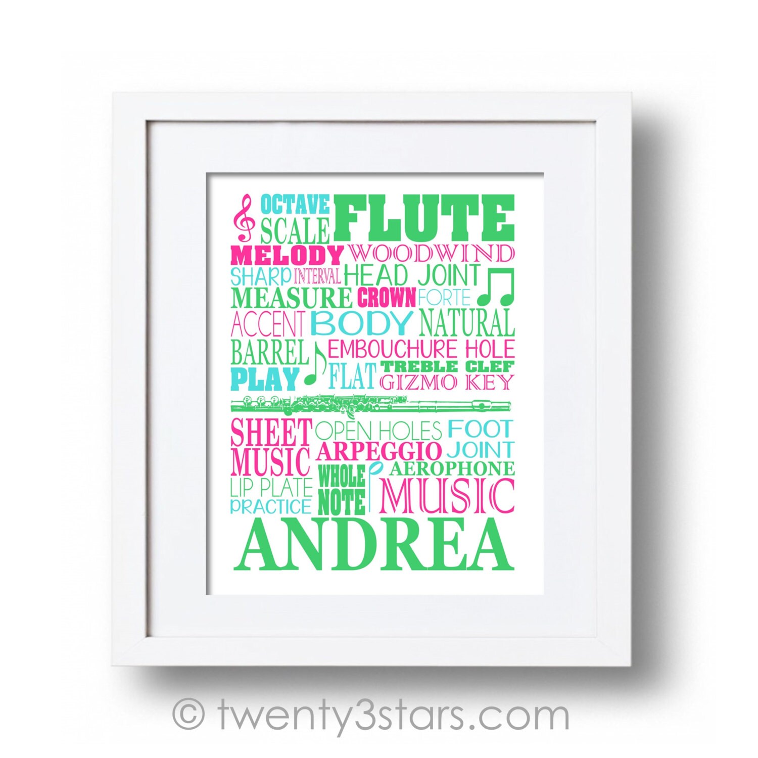 Flute Word Art Flutist Gift Flute Player Art Flute Player Etsy