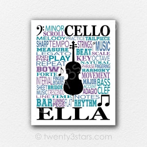 Cello Typography Poster, Cellist Wall Art, Cello Player Gift, Cello Poster, Cello Gift, Cellist Gift, Cello Teacher Art, Cello Art Print