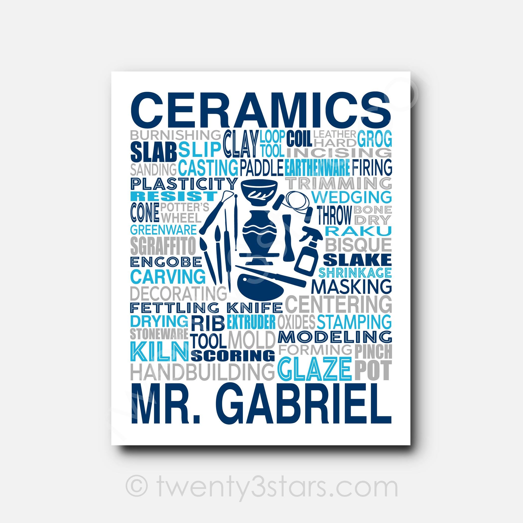 Ceramics Teacher Word Art Poster: Custom Pottery Classroom Decor - Etsy