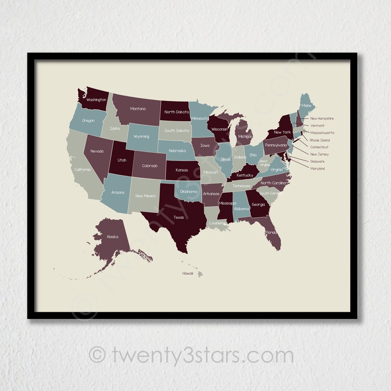 Custom United States Map Poster - Il 794xN.1994363133 Qzp1