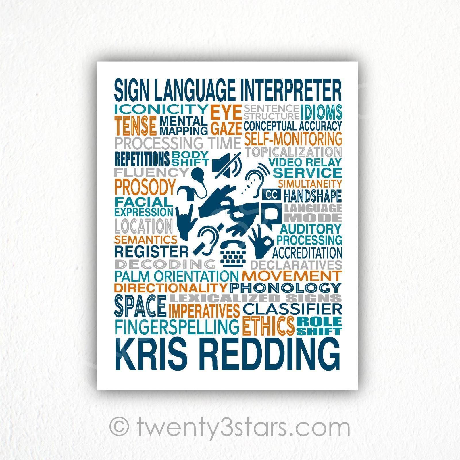 Custom ASL Interpreter Poster - Personalized Deaf Awareness Print