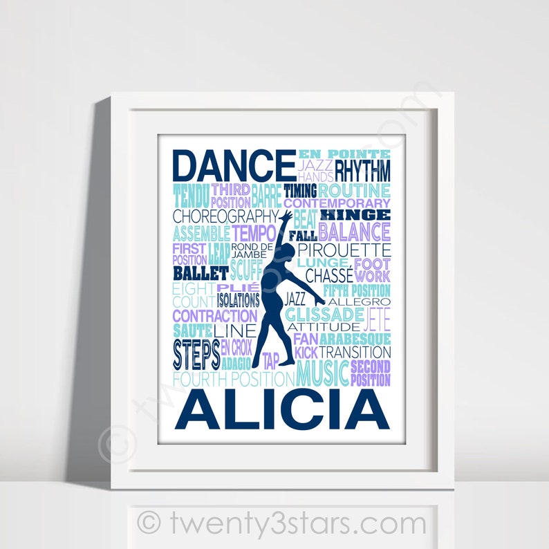 Dance Typography Poster, Gift for Dancer, Dance Team Art, Dance Team Gift, Dance Coach Gift, Dance Teacher Gift, Dance Poster, Dancer Gift image 8