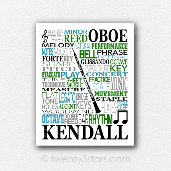 Oboe Typography Poster, Oboist Gift, Oboe Player Art, Oboe Gift, Oboe Player Gift, Band Gift, Band Art, Oboe Poster, Personalized Oboe Art